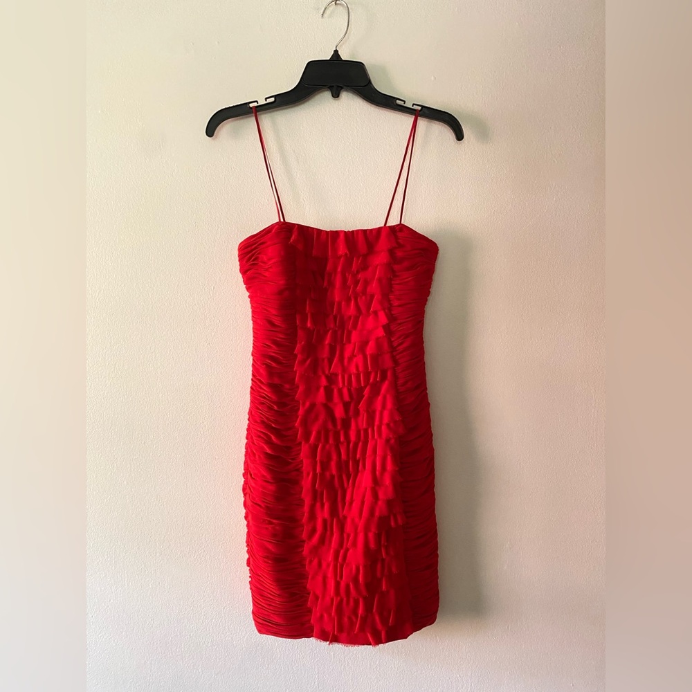Y2K Cache Red Ruffle Mini Dress Size 2 Prom Party Clueless
